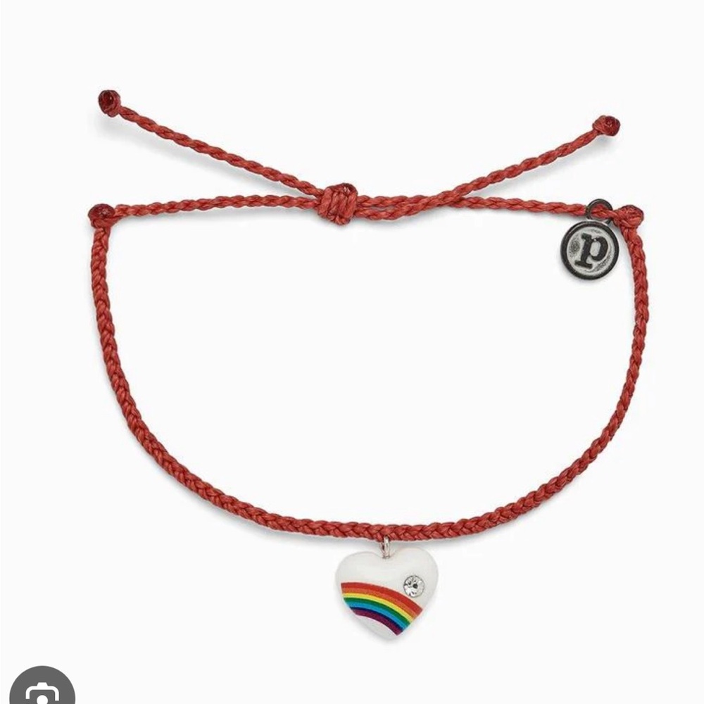 PURA VIDA VINTAGE RAINBOW HEART CHARM BRACELET